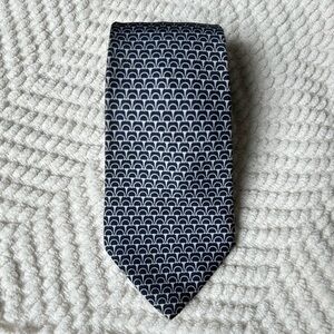 Hermes Paris Navy and White Patterned Tie
